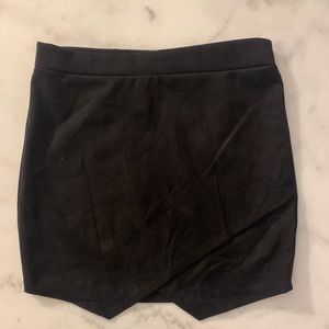 Black Suede Asymmetrical Skort